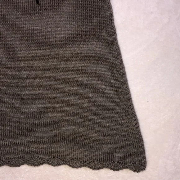 Mocha Brown Knit Bow V-Neck Long Sleeve Sweater Dress - Picture 4 of 6